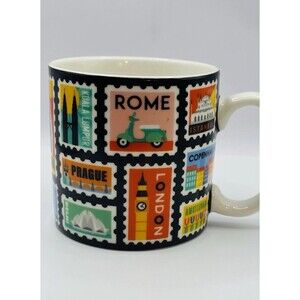 Jet Set Go Travel Destinations Coffee Mug 12 oz Ginger Fox Cities Around World